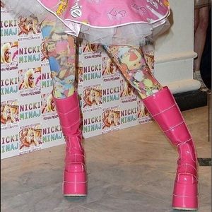 Hot Pink Demonia Patent Stack Platform Boots Size9